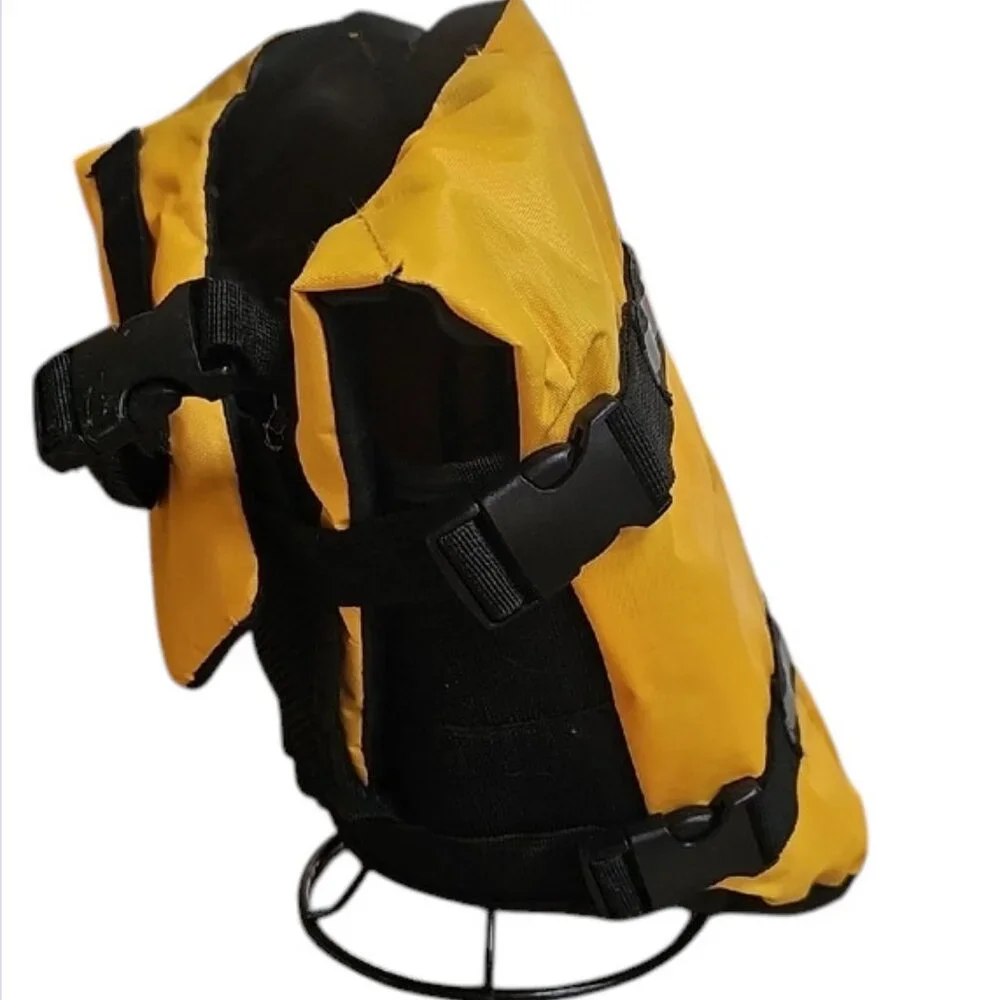 NWoT Yellow Dog Life Jacket with Black Straps fits medium size dog - adjustable